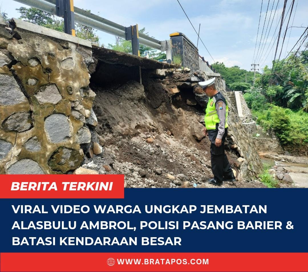 Viral Video Warga Ungkap Jembatan Alasbulu Ambrol, Polisi Pasang Barier & Batasi Kendaraan Besar