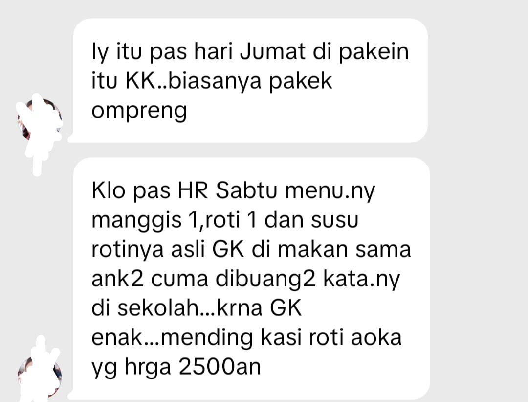 Wali Murid Sebut Lebih Baik Bawa Bekal Dari Rumah Dari Pada Makan Menu MBG, Kepala SPPG Saronggi Sumenep Bungkam