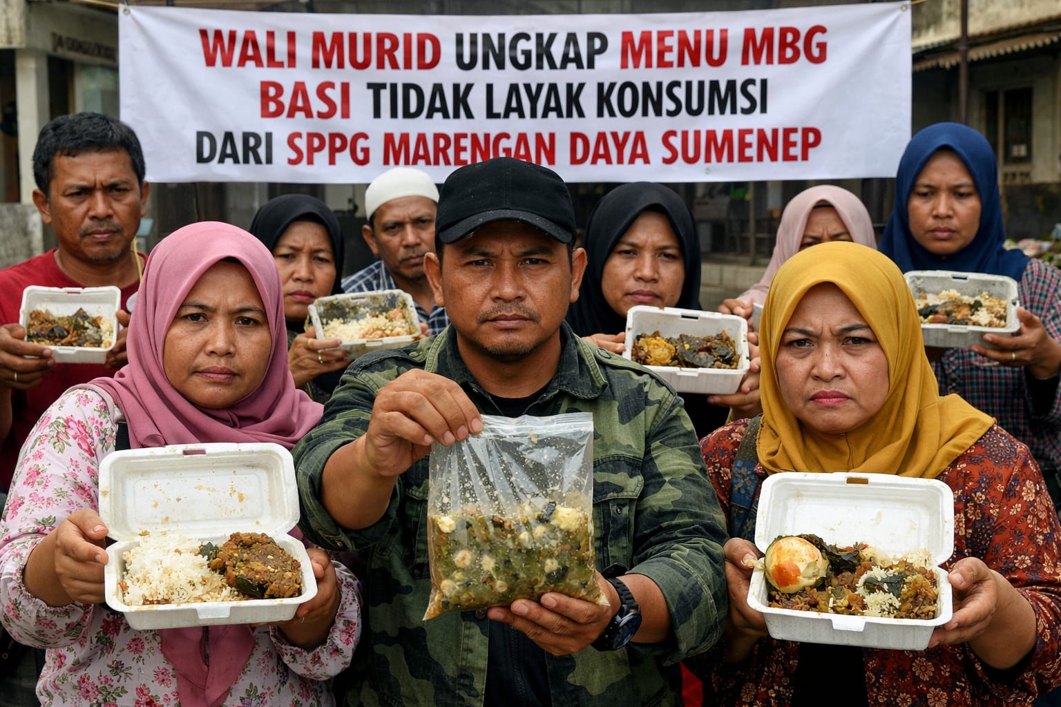 Wali Murid Ungkap Menu MBG Basi dan Tidak Layak Konsumsi Yang Disalurkan SPPG Marengan Daya Sumenep