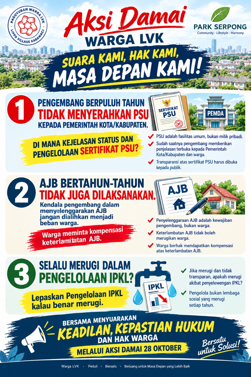 Warga Lippo Village Karawaci Gelar Aksi Damai, Media Diundang untuk Meliput