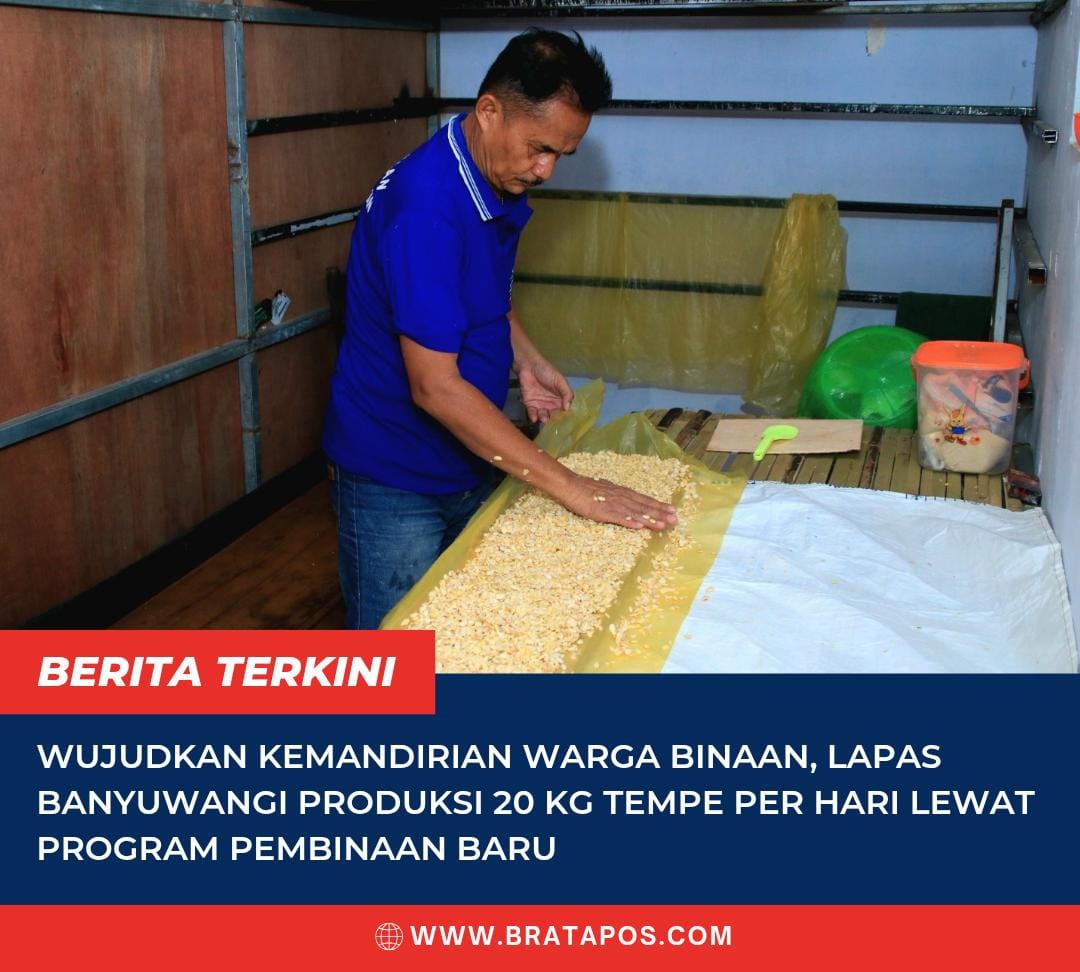 Wujudkan Kemandirian Warga Binaan, Lapas Banyuwangi Produksi 20 Kg Tempe per Hari Lewat Program Pembinaan Baru